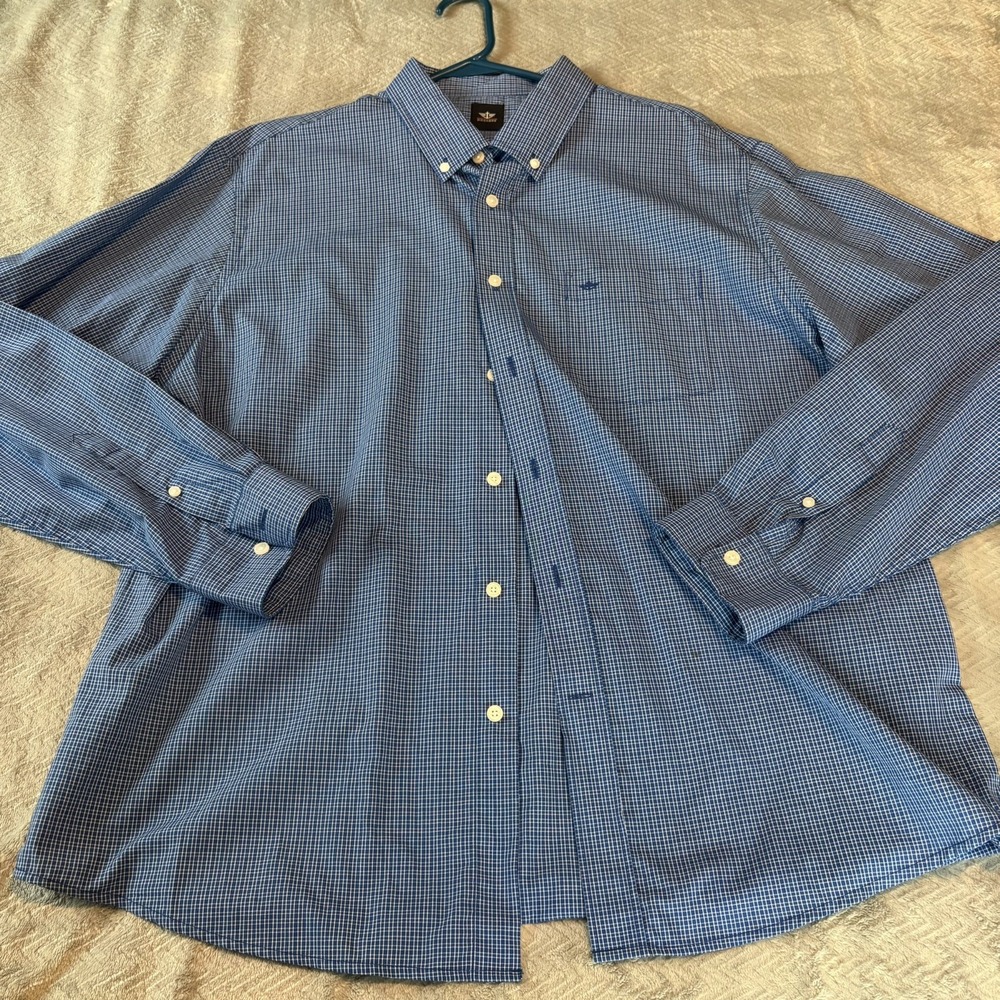 DOCKERS Mens Shirt XL Blue Cotton and Poly